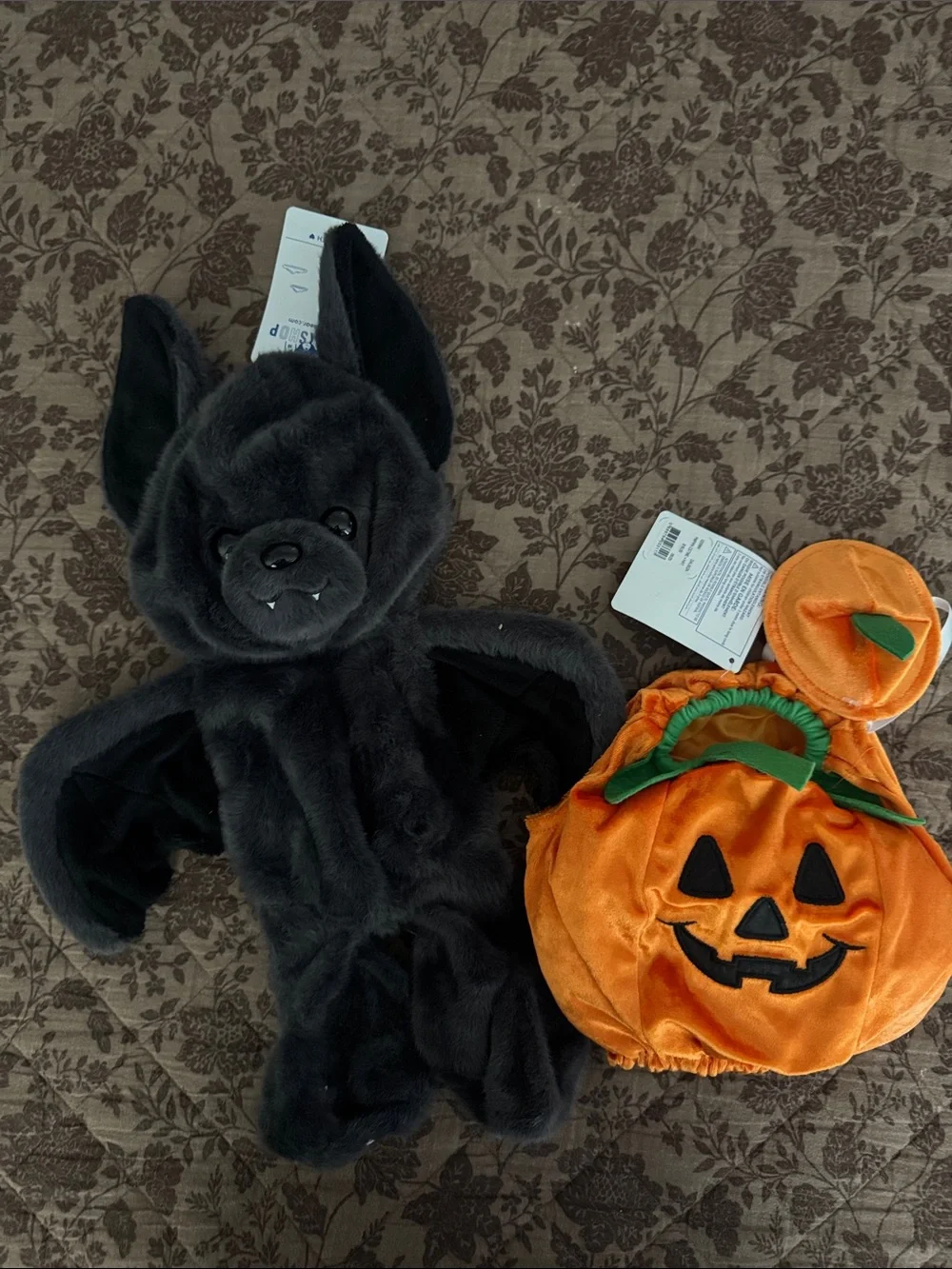 Build-A-Bear Black Bat & Orange Pumpkin Accessory